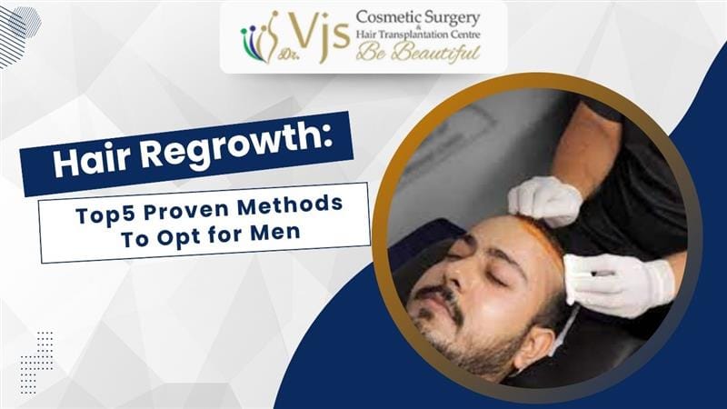 Hair regrowth treatment for men at VJ Clinics, cosmetic surgery and hair transplantation center.