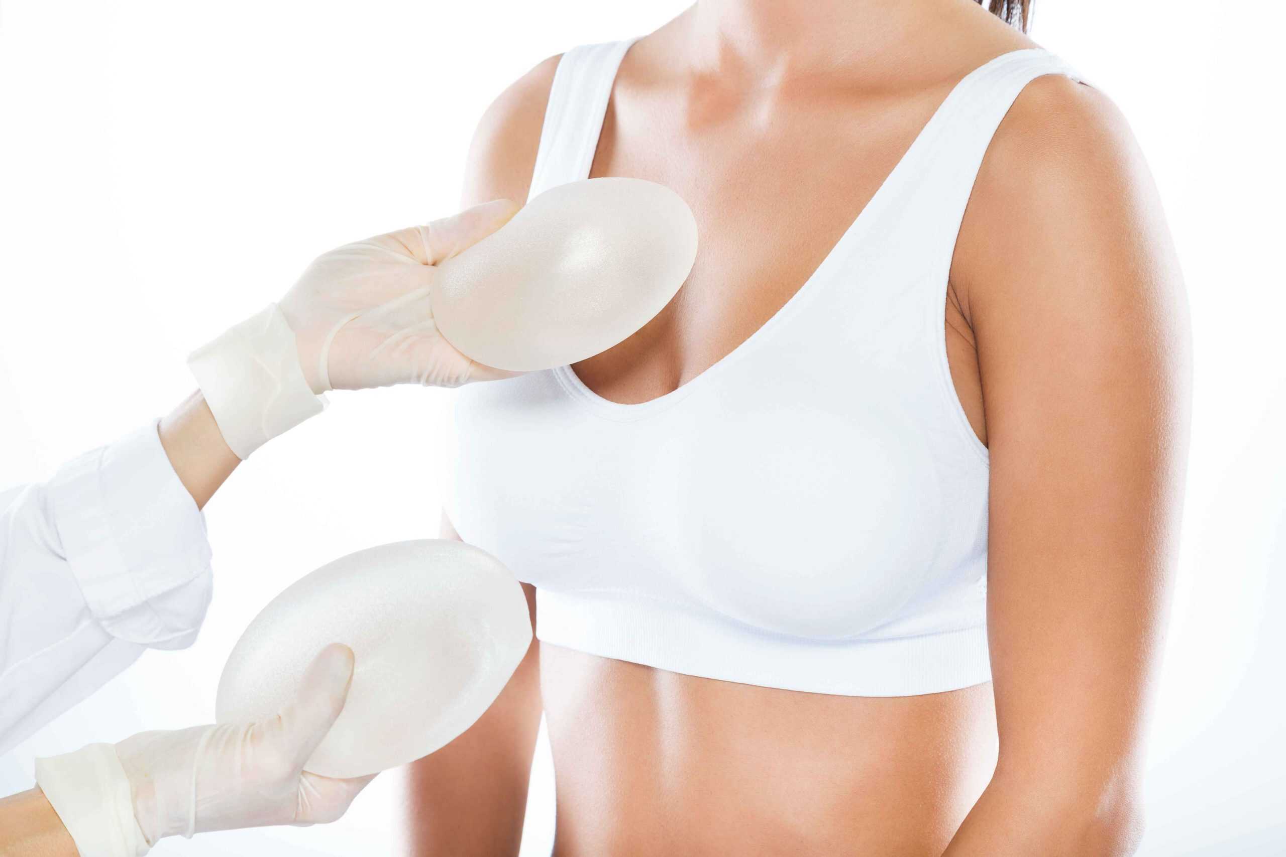 Silicone breast implants being prepared for cosmetic surgery at VJ Clinics.